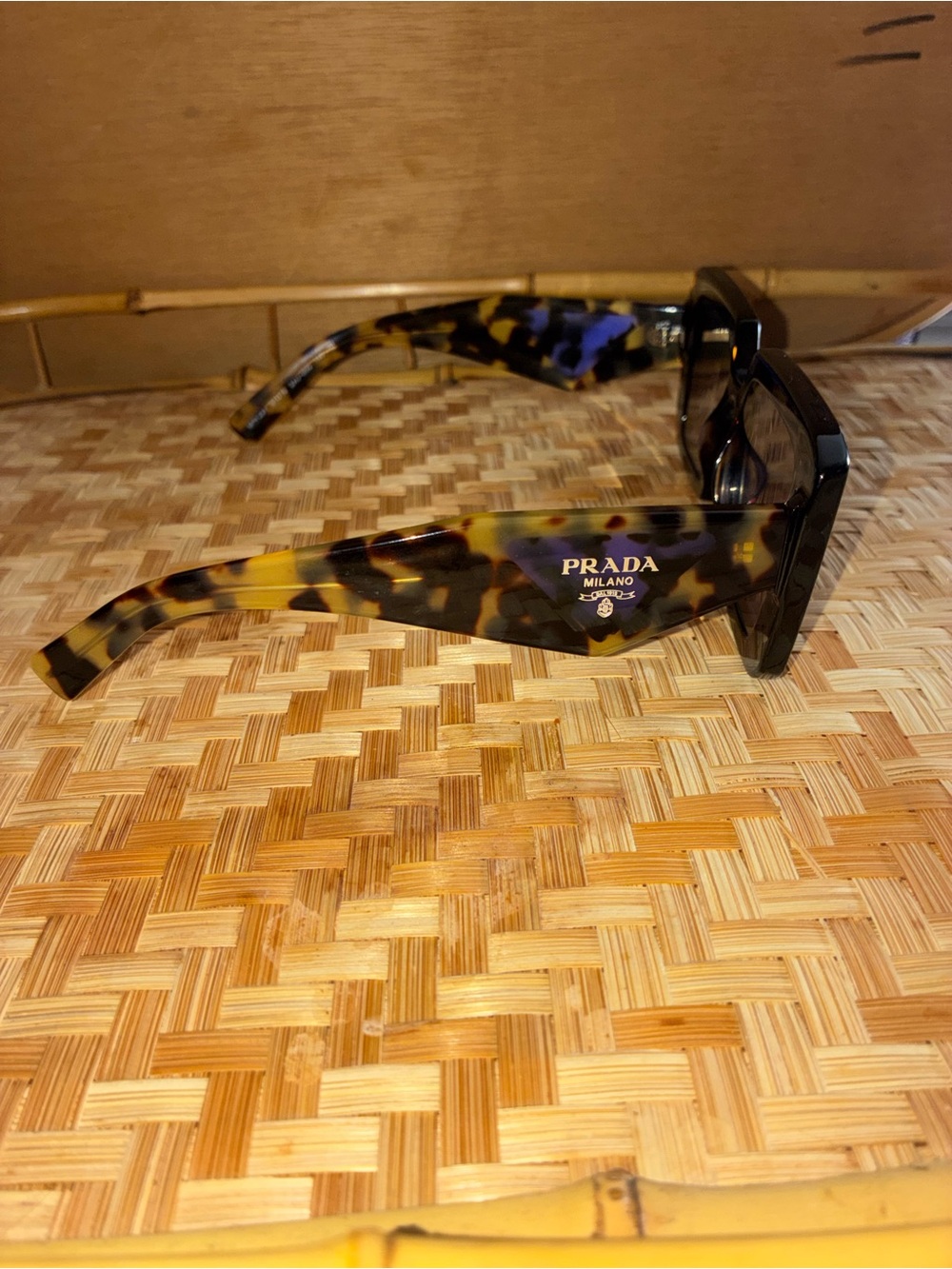 Prada Tortoiseshell Square Frame Sunglasses - Black Lenses - Picture 3 of 5